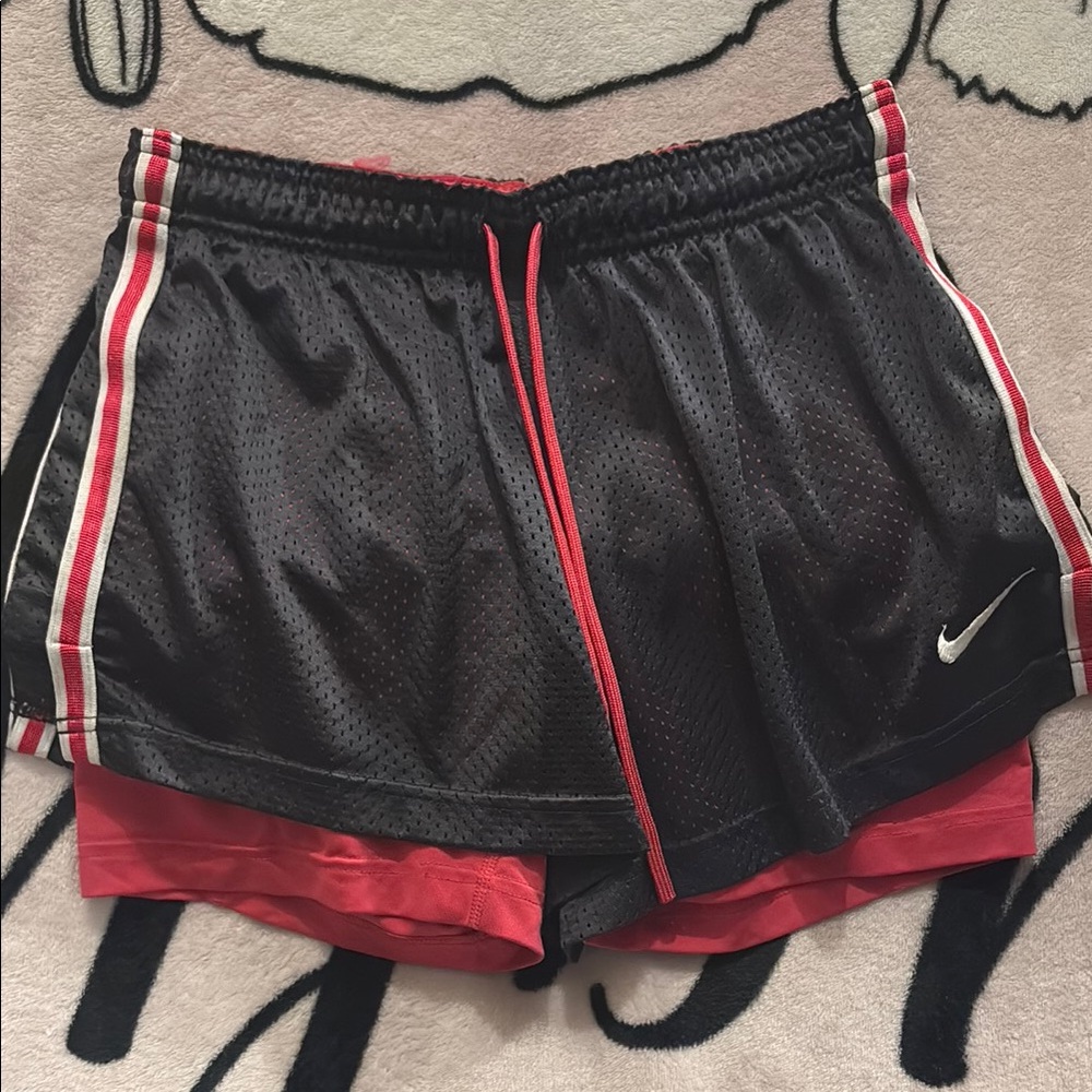 Nike Black and Red Athletic Shorts